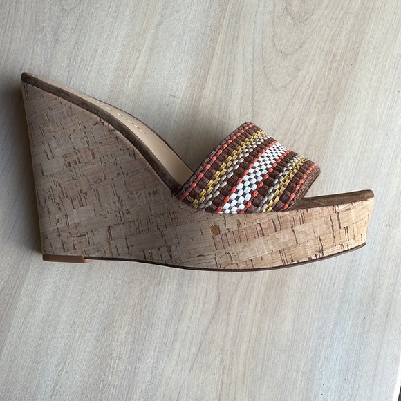VERONICA BEARD NWOT Womens Sz 9.5 Dali Multi Woven Cork Wedge Sandals Brown - Picture 14 of 16